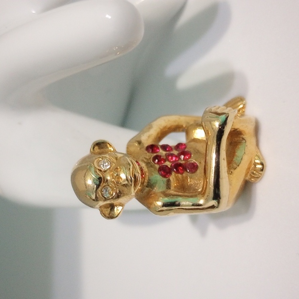 24K Gold Plated The Monkey Horiscope Figurine with Swarovski Accents